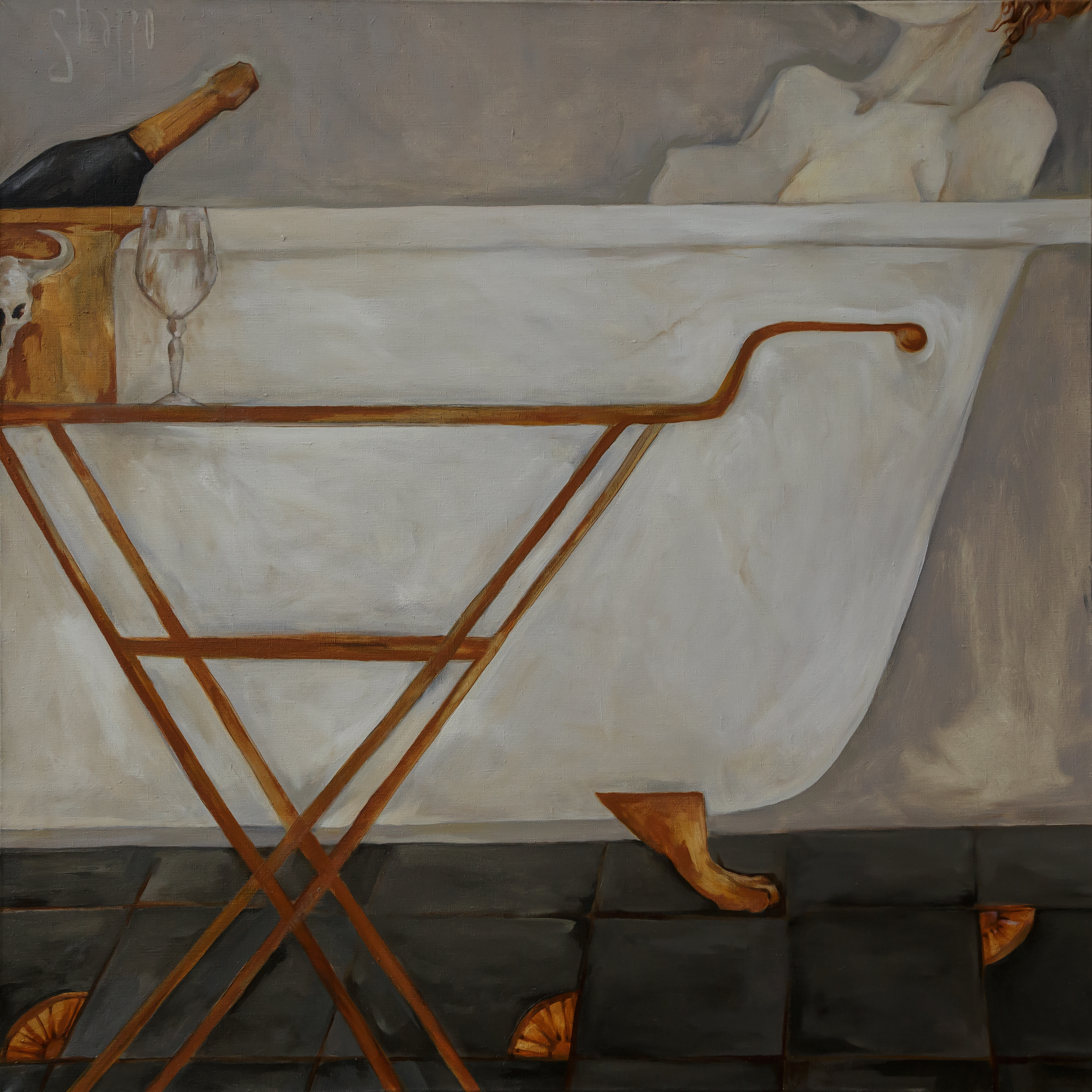 Brut Castelnovo. Franciacorta canvas.oil 100Х100cm