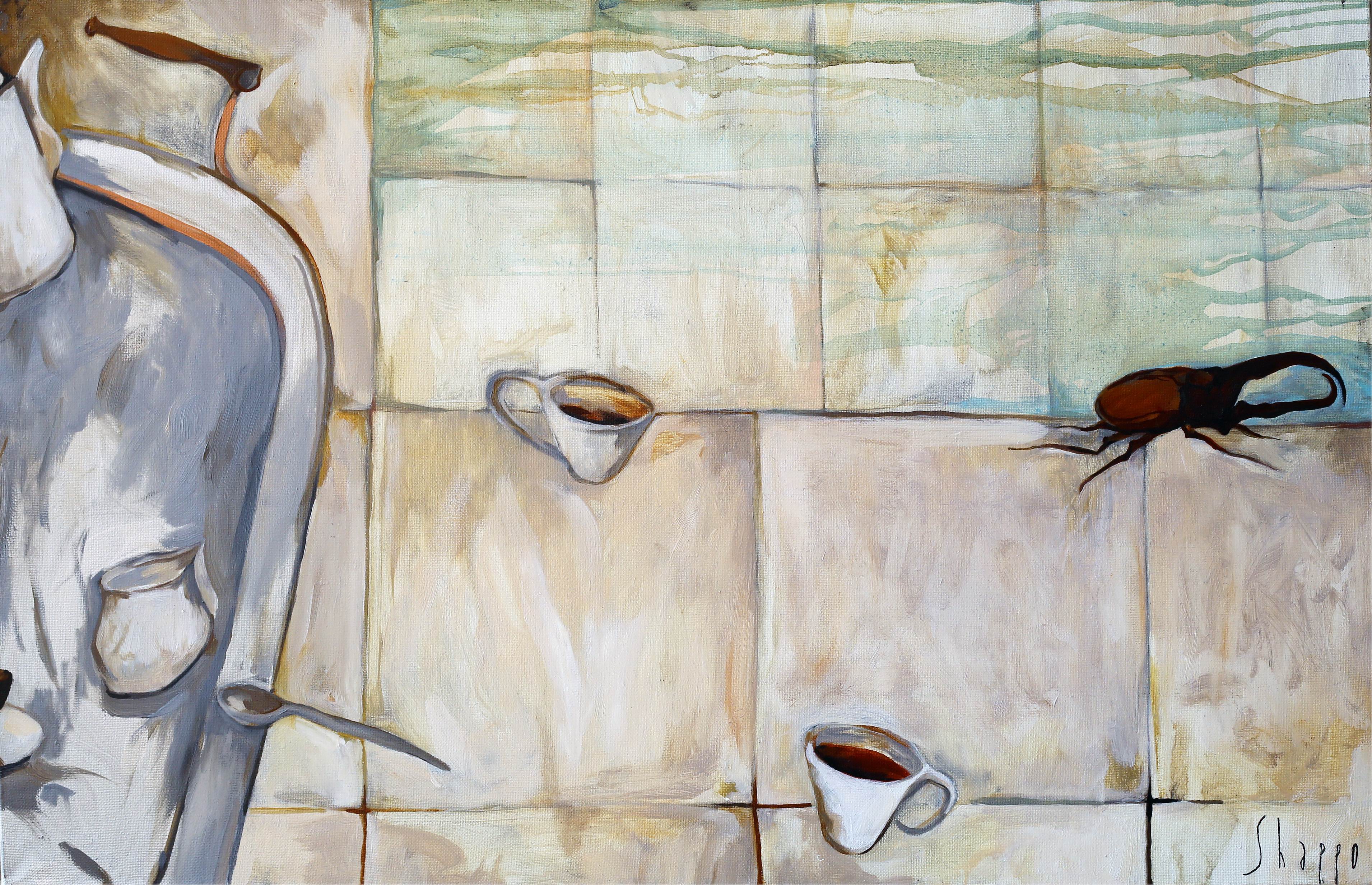 SWIMMING POOL. canvas. oil. 70X110 cm.