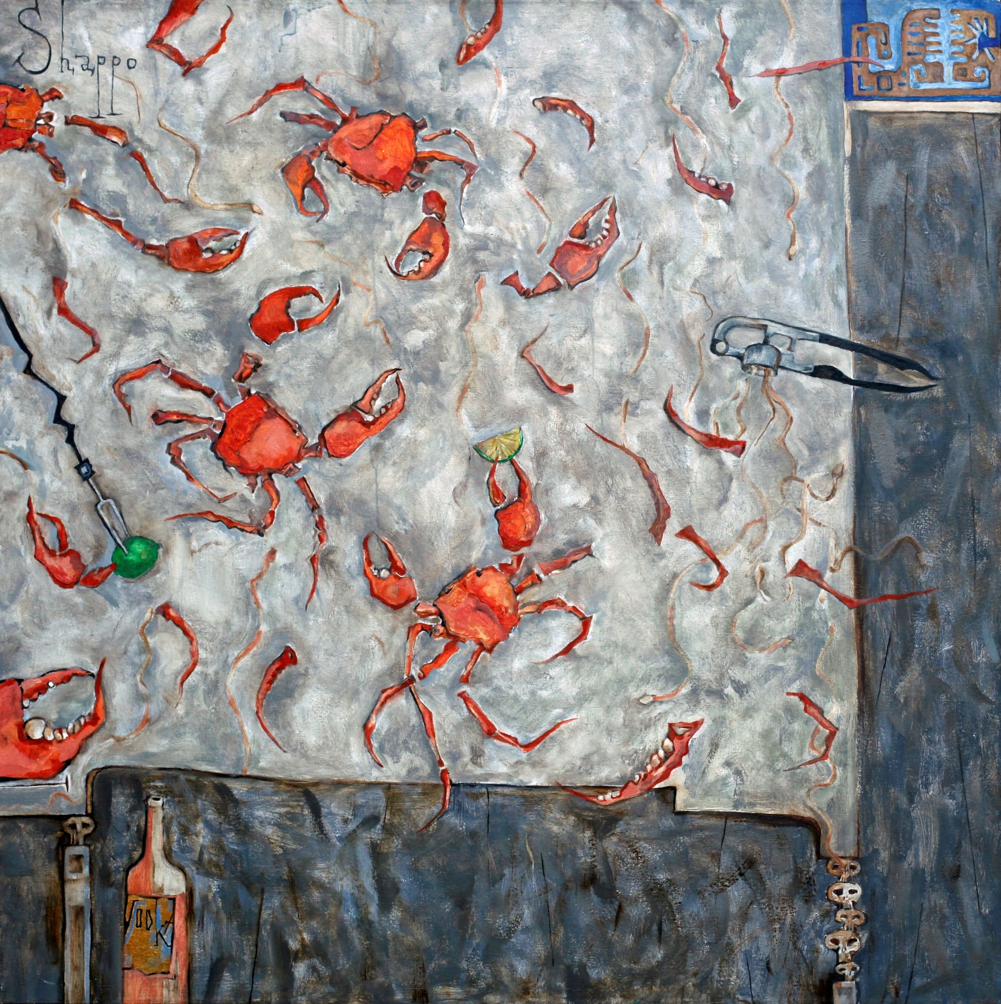 GRAND CRAB EATING. canvas. oil. 160X160 cm. 