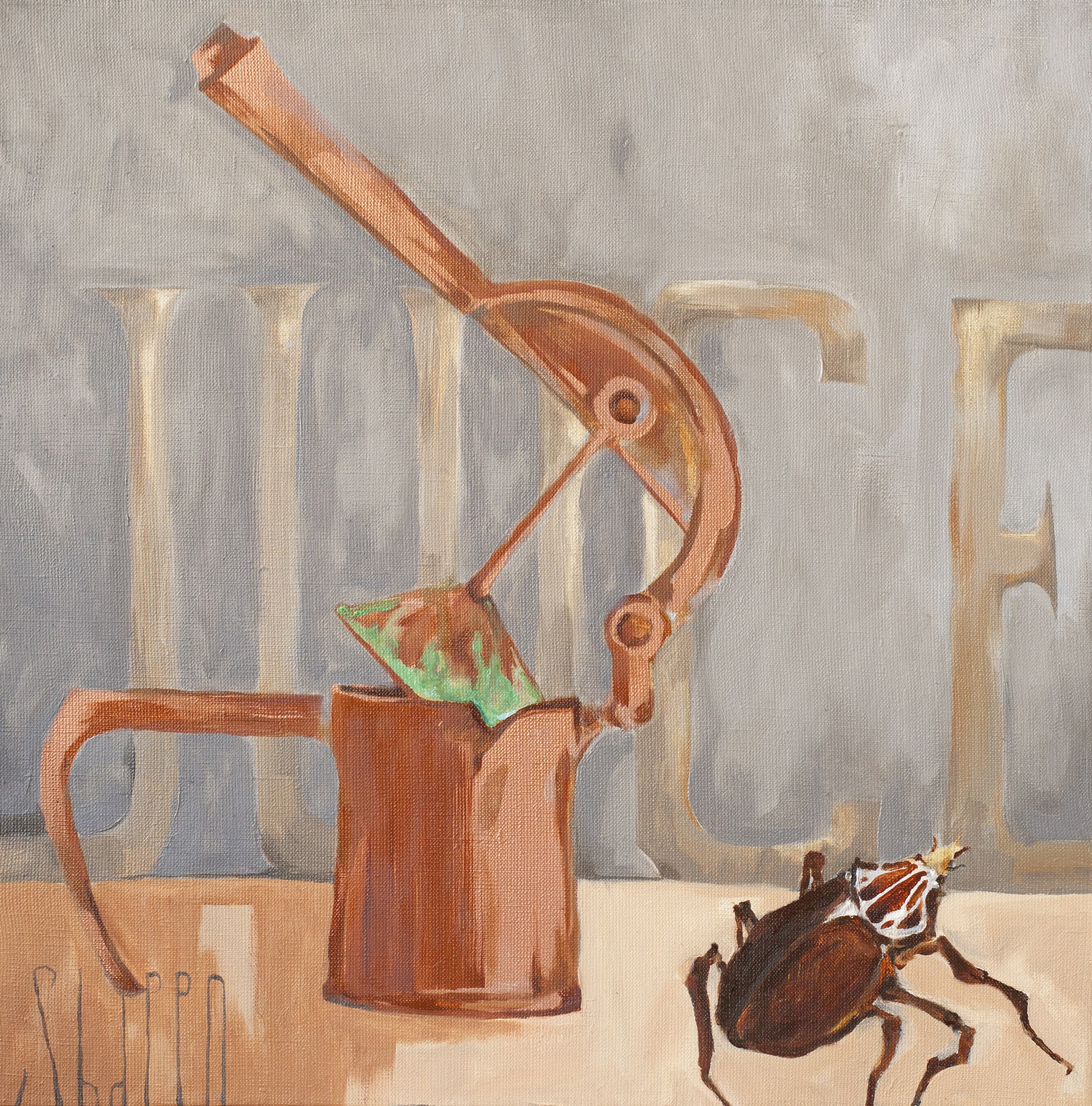 HERE YOU WILL ALWAYS GET SOME FRESH JUICE. canvas. oil. 50X50 cm.