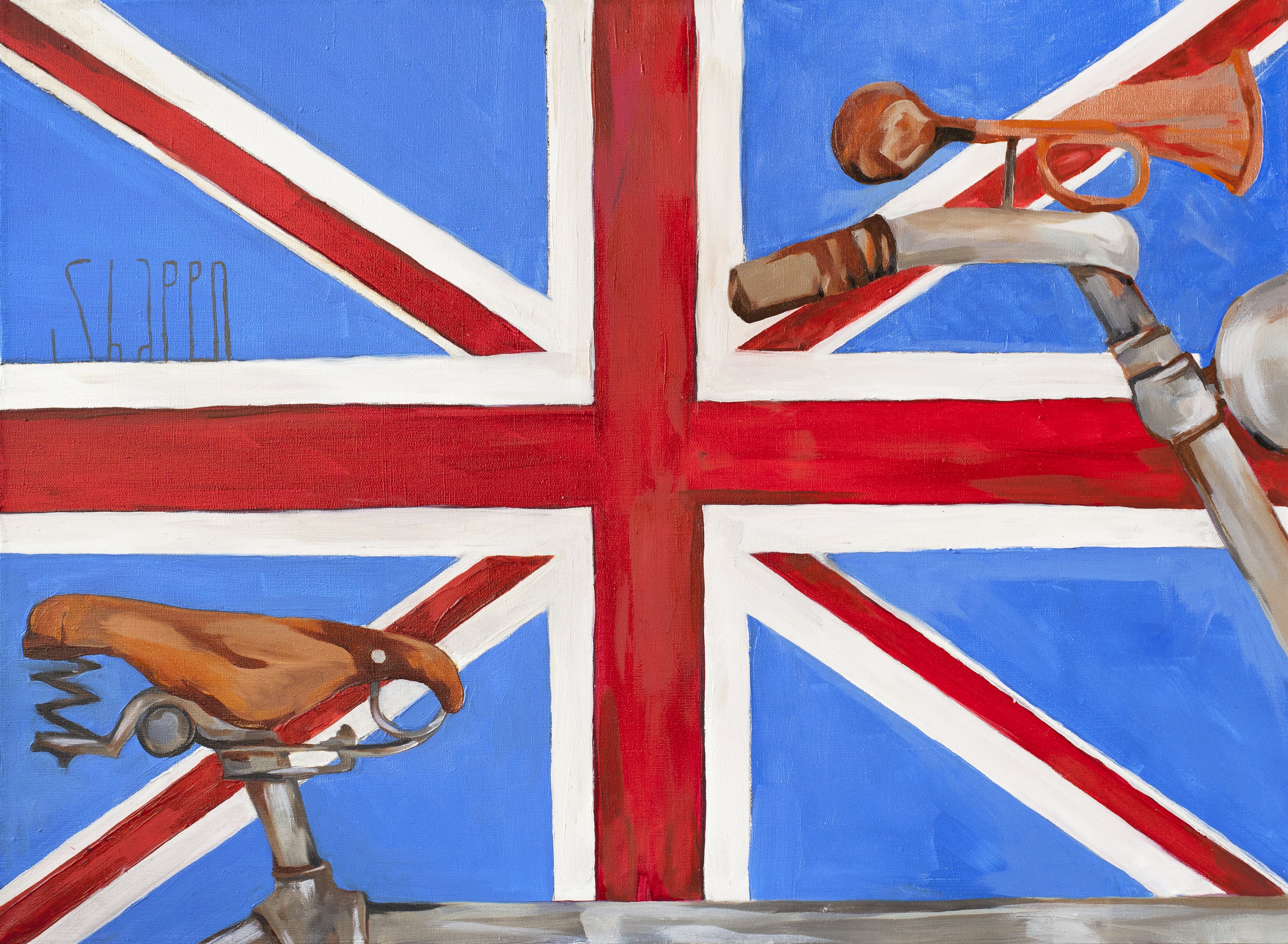 MR. COPPER'S BICYCLE. canvas. oil. 55X75 cm.