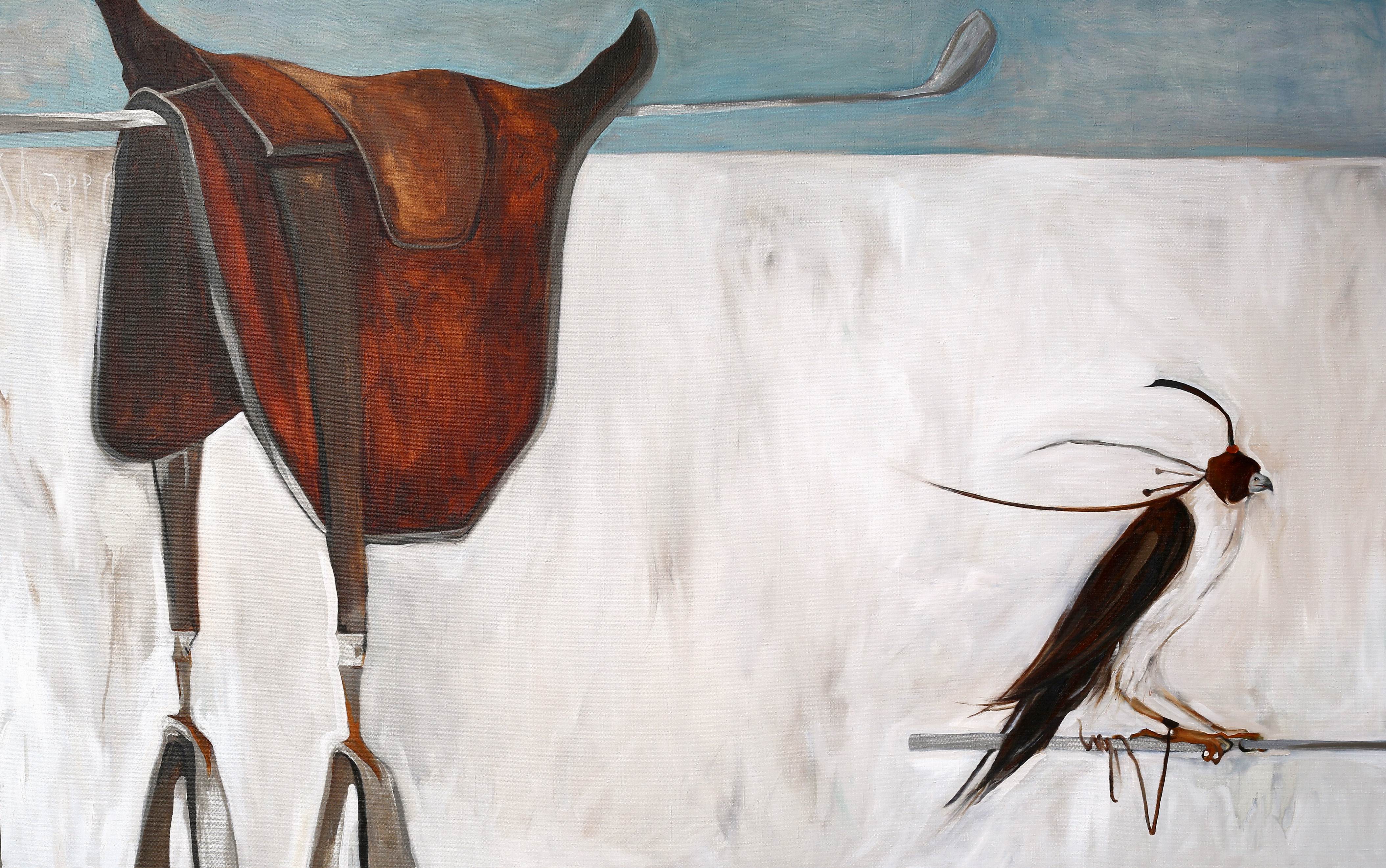 EXPECTING A GREAT HORSE RIDING. canvas. oil. 160X100 cm.