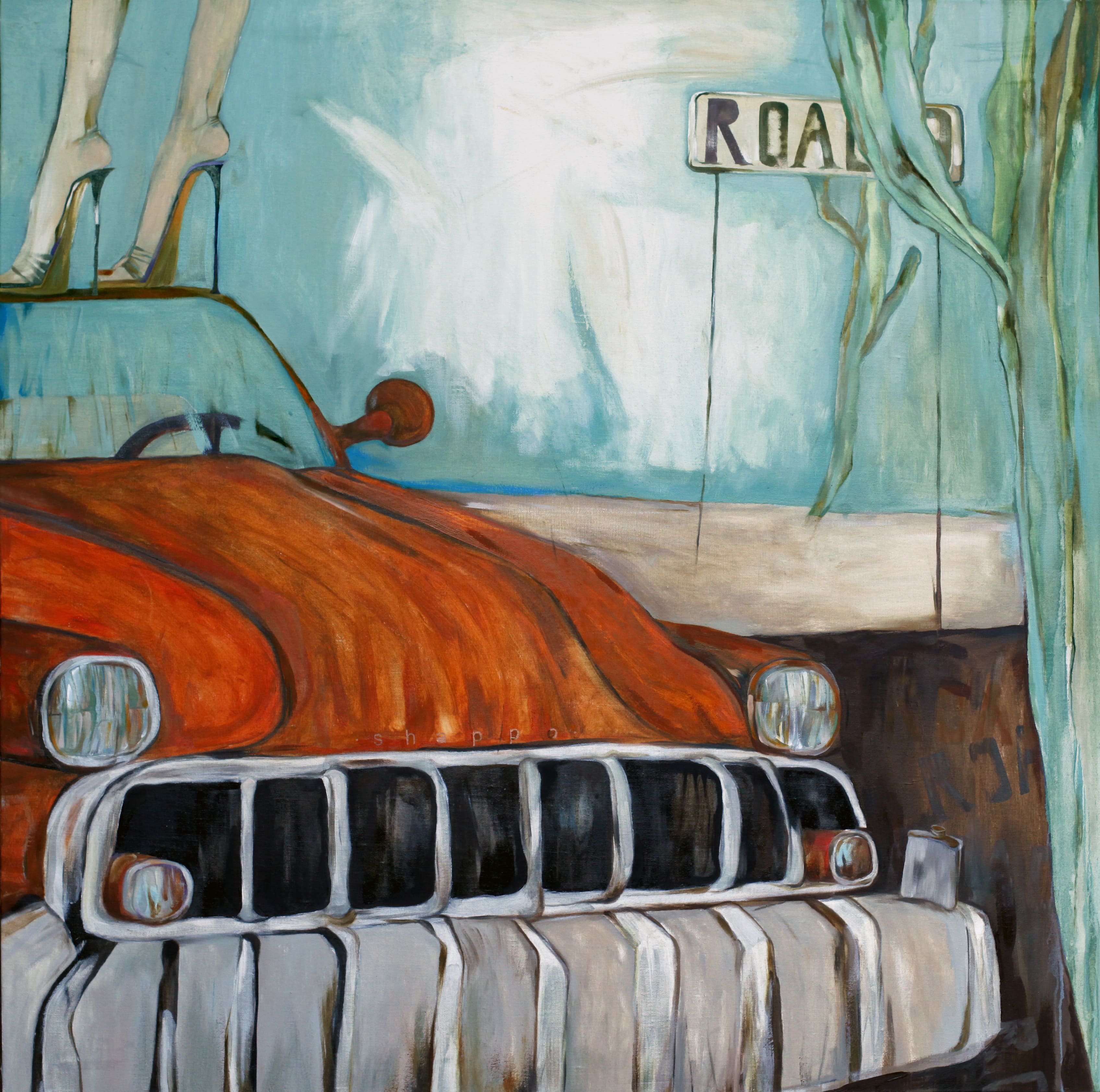 STILL LIFE WITH A FLASK OR HIGHWAY № 9. canvas. oil. acrylic. 160X160 cm.